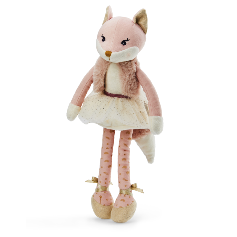  les kalines roxia renarde peluche rose  - 35 cm 